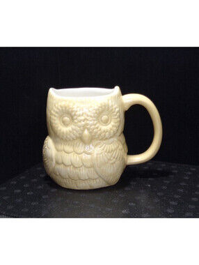 NWOT Great Gatherings 3D Owl Coffee Mug 16oz Beige Embossed Glazed - MINT